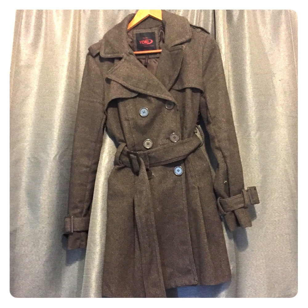 Women’s brown long winter dress coat trench